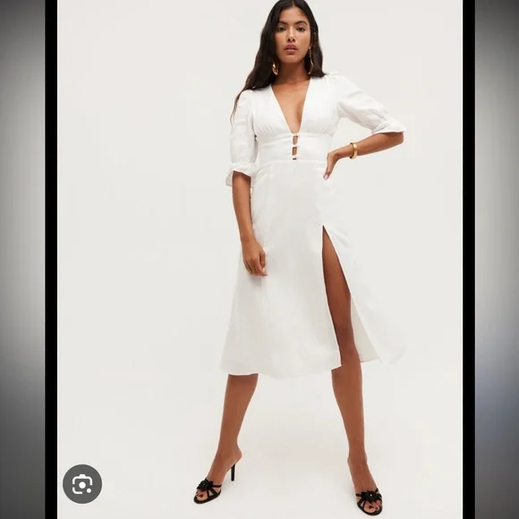 NWT Maribel Linen Dress in White - Picture 1 of 12